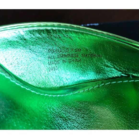 AQUA - 🎉HP🎉 NWT L Sz 7.5 Maeve Reilly Lucio High Heel Slides/Metallic Emerald - Picture 7 of 14